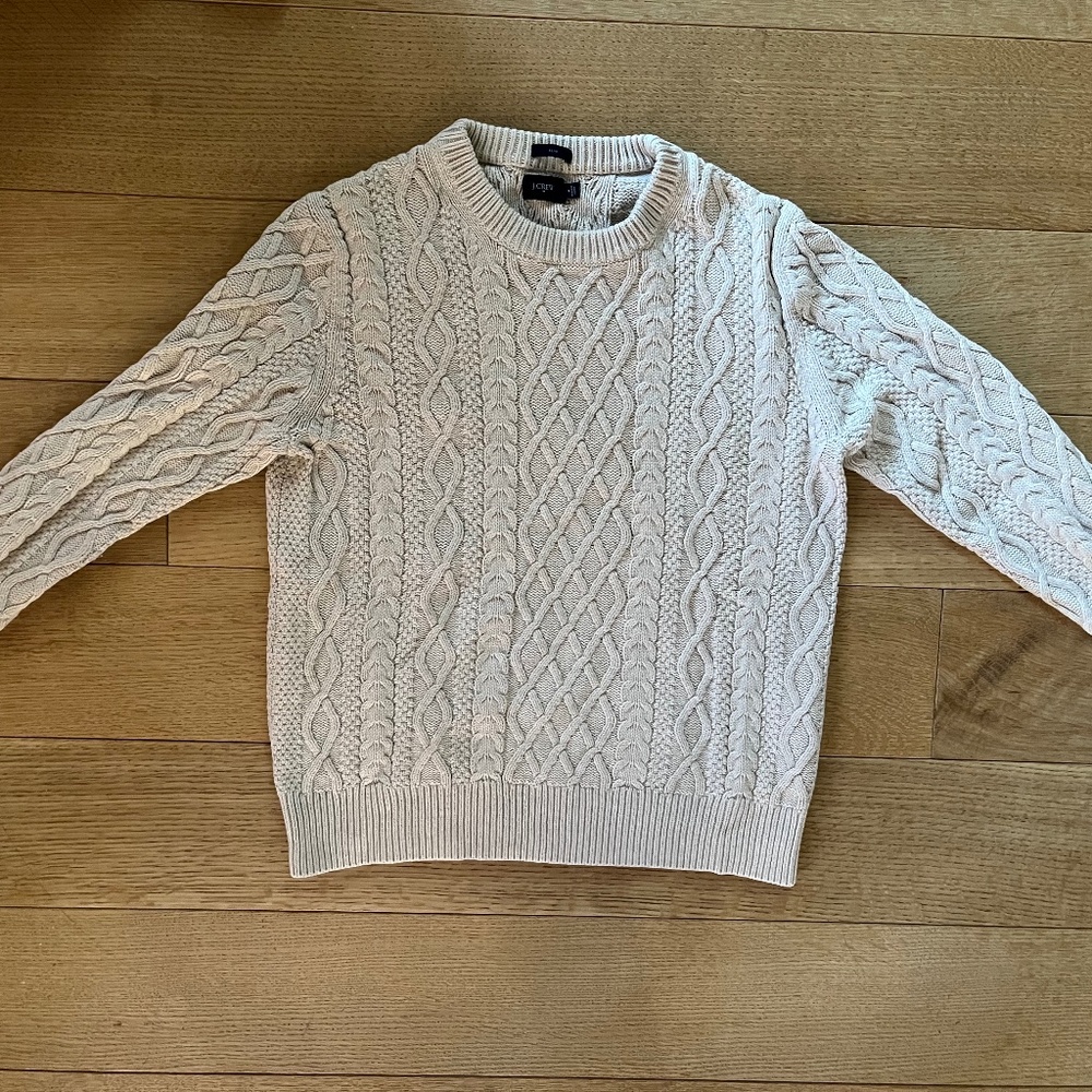 J. Crew Cotton Fisherman Sweater Mens Medium Slim